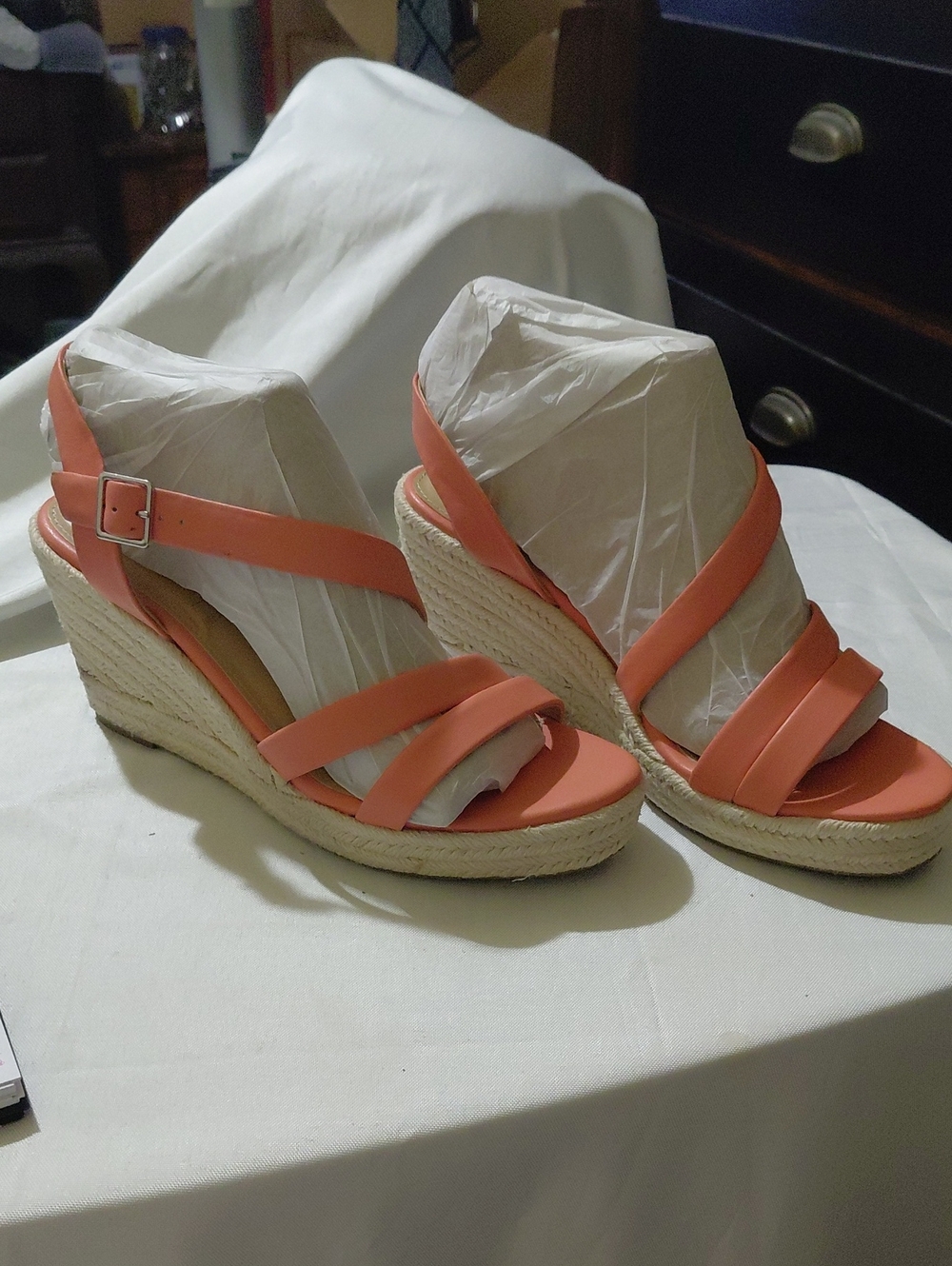 LC Lauren Conrad Coral Strappy Espadrille Wedge Sandals